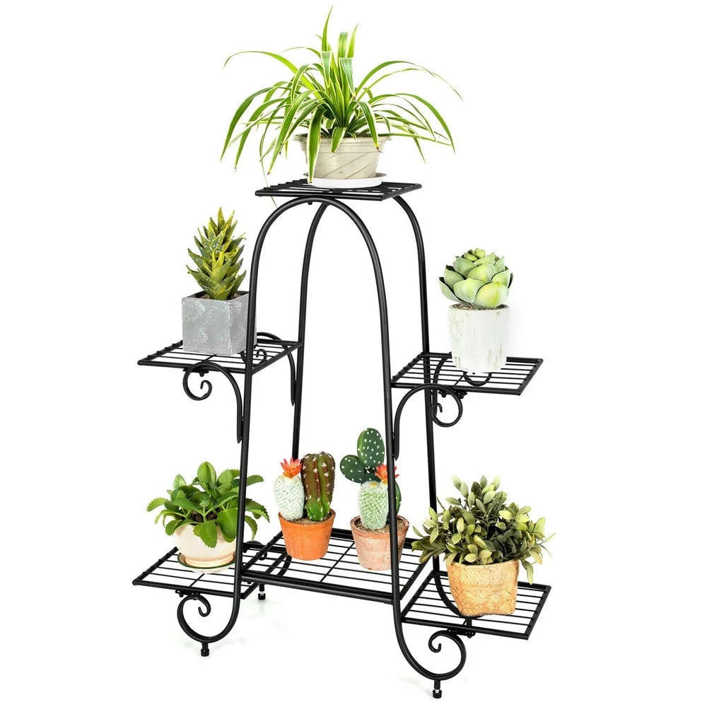 6 Tier Metal Plant Stand Vertical Flower Pot Holder Indoor Outdoor Rack