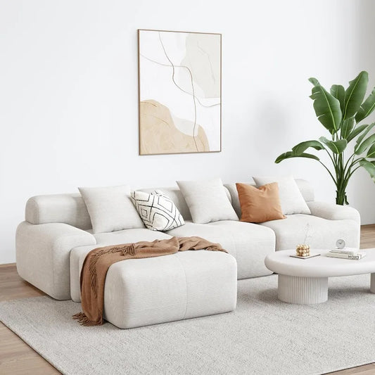 Ljustra Modern L-Shaped Modular Sectional Sofa 118" Beige Oversized Couch
