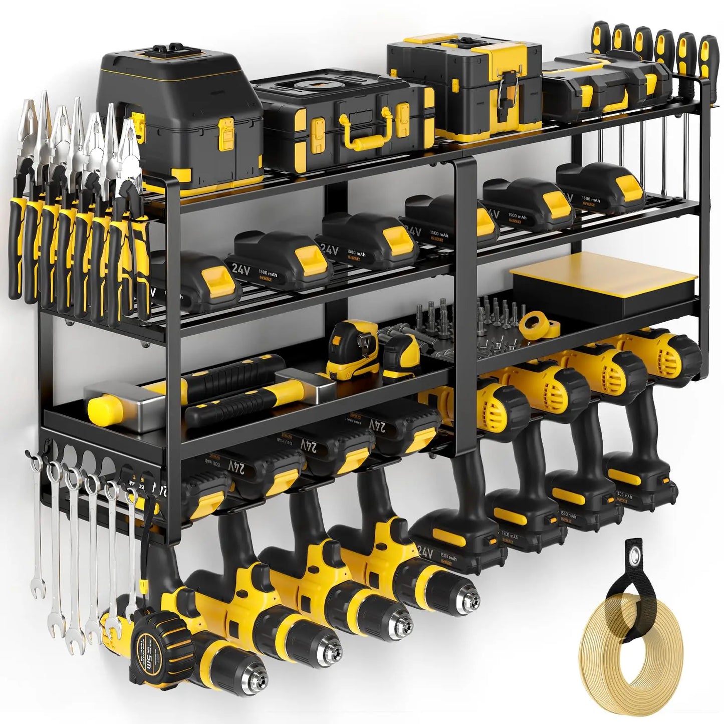 Power Tool Organizer Wall Mount Heavy Duty Drill Holder 4 Layer Storage