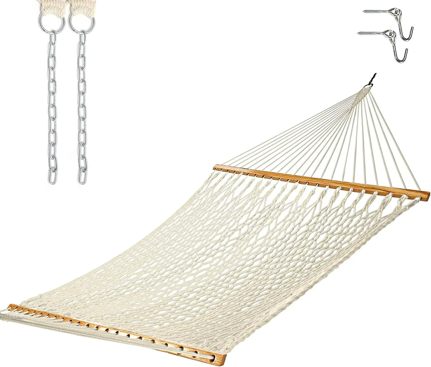Ljustra Castaway Living 13ft Double Hand Woven Cotton Rope Hammock