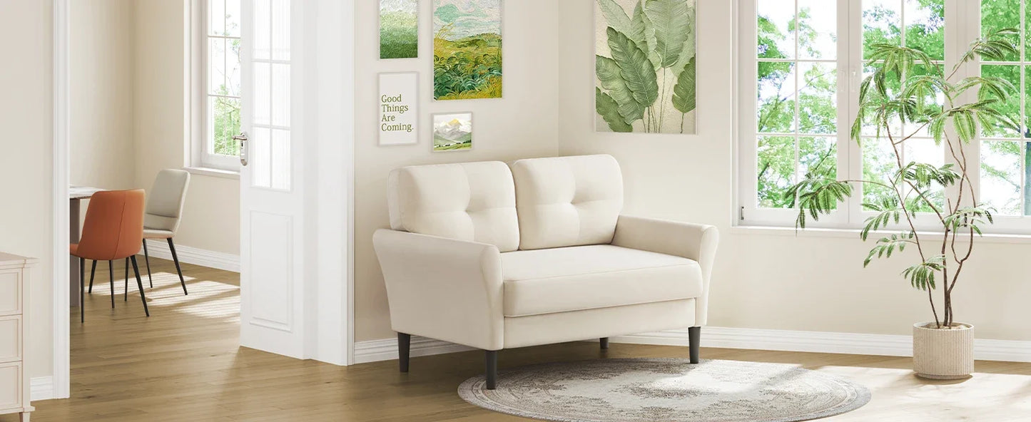 48 Inch Loveseat Sofa Soft Velvet Couch for Living Room Bedroom