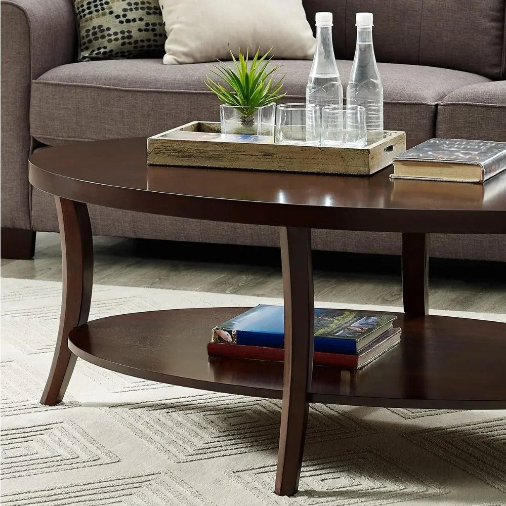 Perth Contemporary Oval Coffee Table with Storage for Living Room
