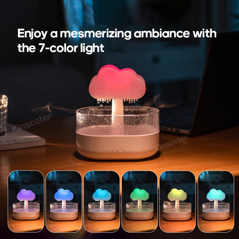 Cloud Air Humidifier Aroma Diffuser Ultrasonic Mist Night Light Rain Sound