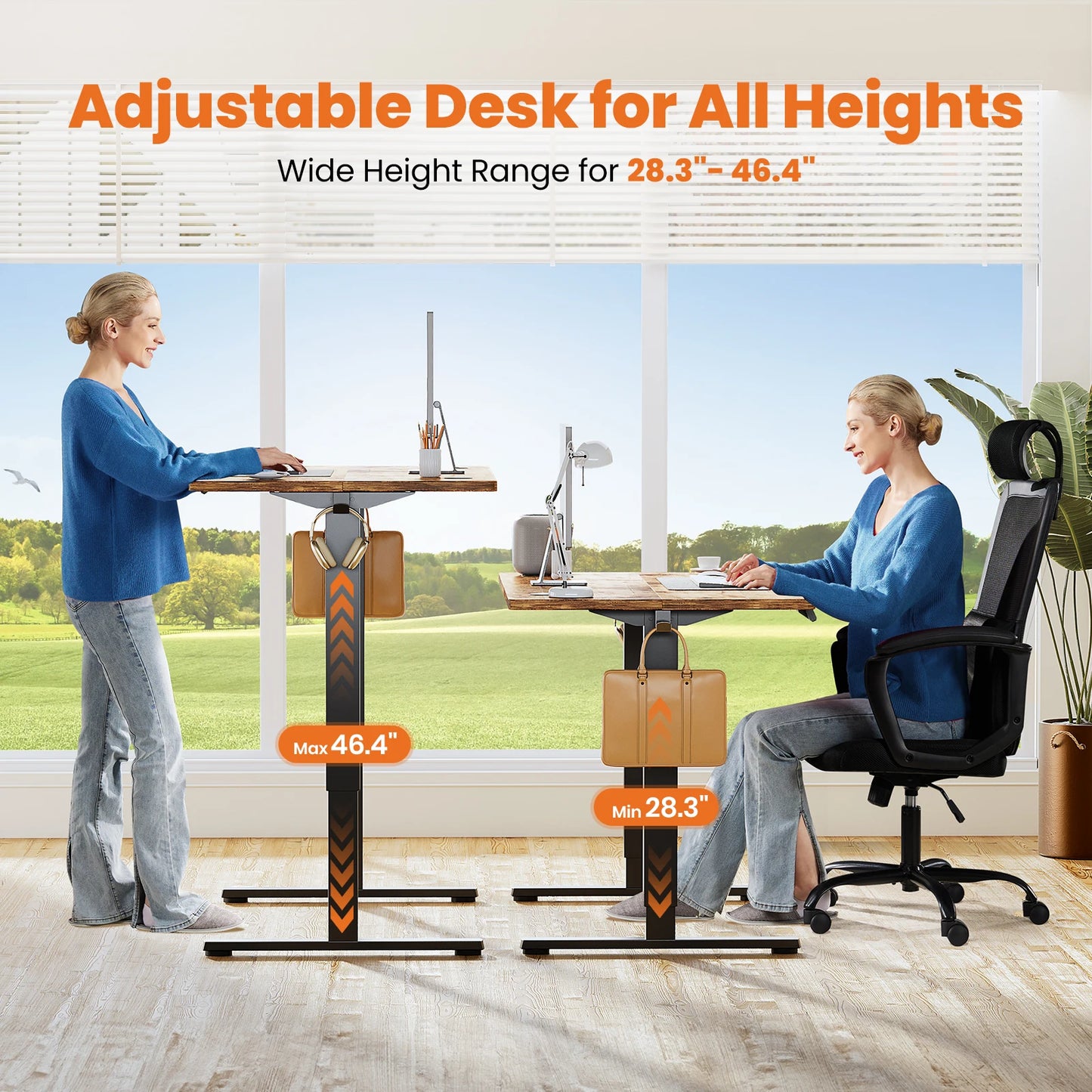 Ljustra Electric Height Adjustable Desk 63x24 Inch Ergonomic Workstation