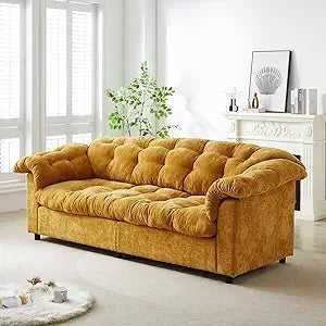 Ljustra Modern 99 Inch Chenille Tufted Sofa Couch with Armrest Pillows