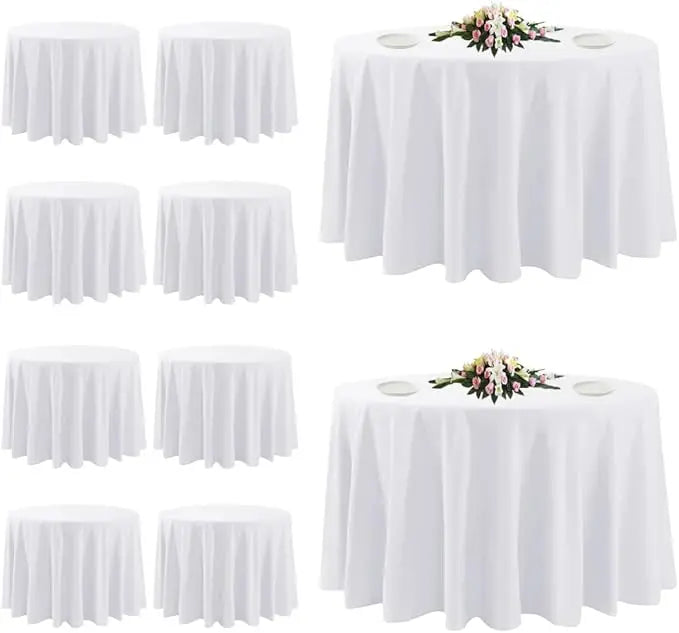 10 Pack 120 Inch Round Tablecloths Stain Resistant Washable Polyester
