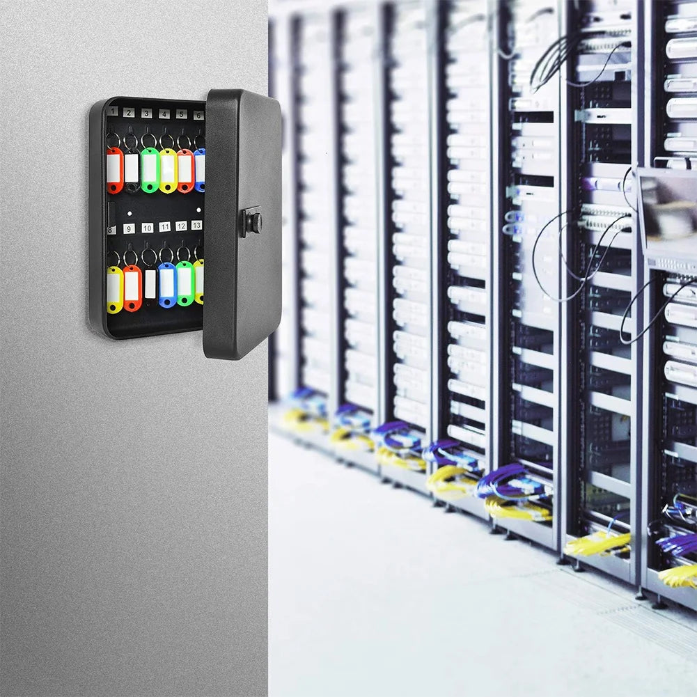 Wall Mounted Key Cabinet with 20 Hooks and Locking Security System