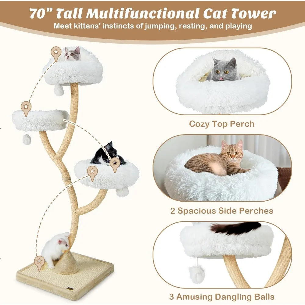 Ljustra Tall Cat Tree Cat Tower with Scratching Posts for Large Cats