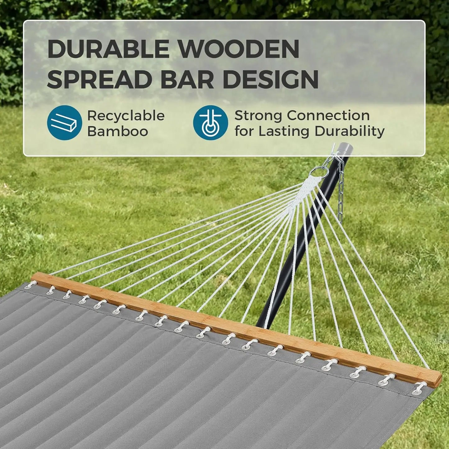 Hammock with Stand Quilted Outdoor Portable 2 Person Detachable Pillow