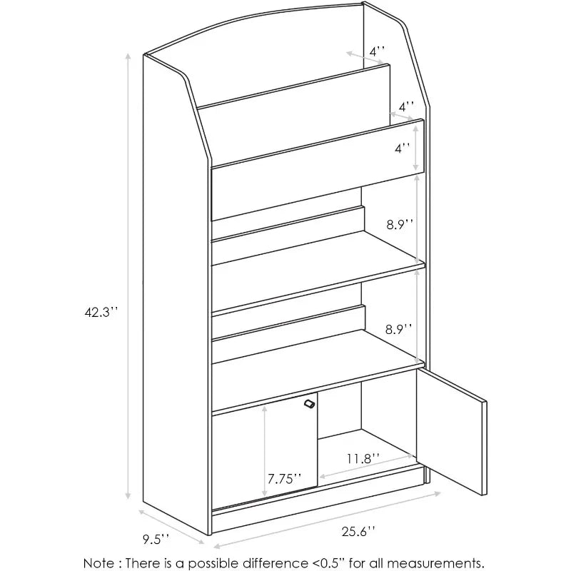 Lova Magazine Bookshelf with Storage Cabinet for Home Office Dorm Room