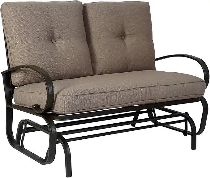 Cozy Patio Glider Bench Outdoor Rocking Loveseat Cushioned Seats
