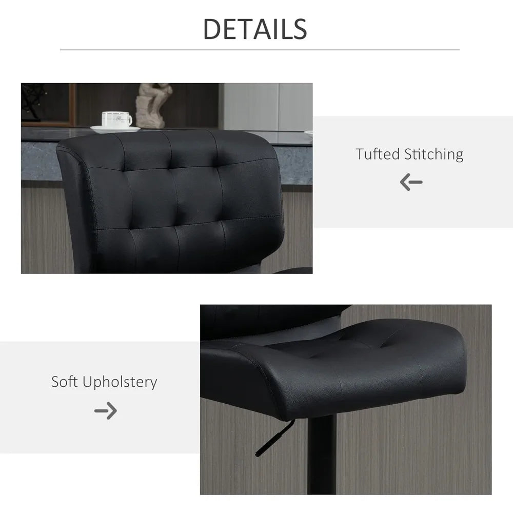 Bar Height Swivel Stools Set of 2 Adjustable Padded Cushions Metal Base