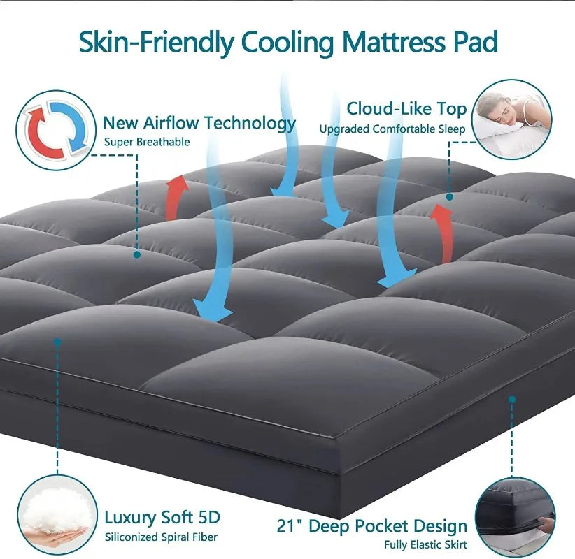 Ljustra Queen Mattress Topper Extra Thick Cooling Pillow Top