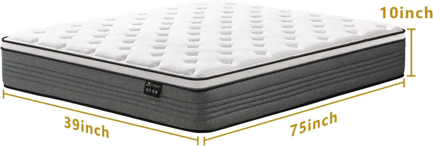 Ljustra Twin Mattress 10 Inch Hybrid Gel Memory Foam Mattress in a Box