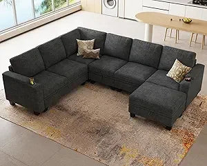 Ljustra Chenille Modular Sectional Sofa L Shaped with Storage Cup Holder