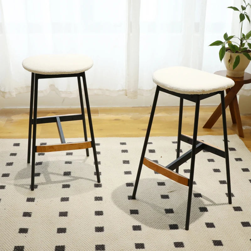 Modern Set of 2 Comfortable Stylish Bar Stools Backless Counter Height
