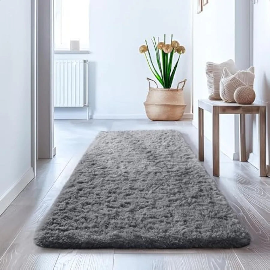 Soft Fluffy Shaggy Runner Rug Non-Slip Indoor Carpet for Bedroom Living Room
