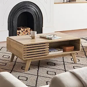 Ensley Coffee Table with Storage Mid Century Modern Living Room Furniture