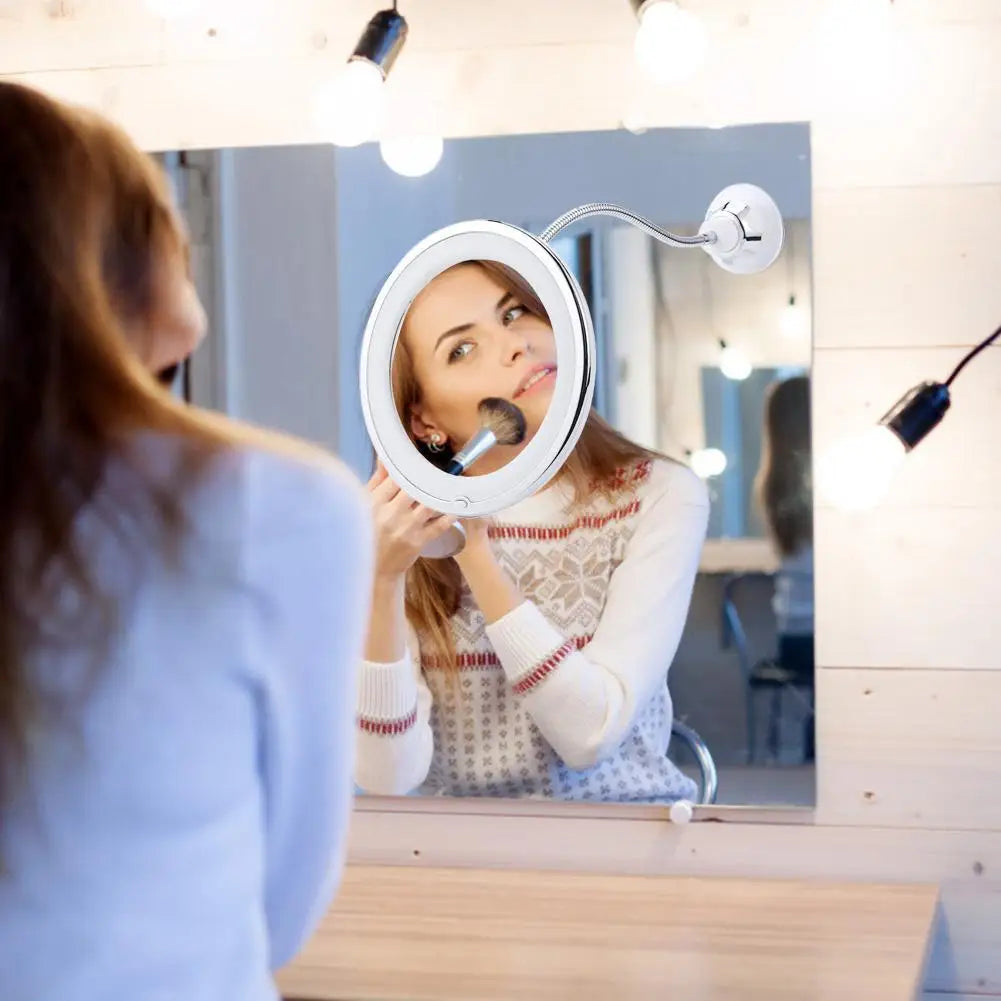 10X Magnifying Suction Mirror with LED Light 360 Degree Swivel