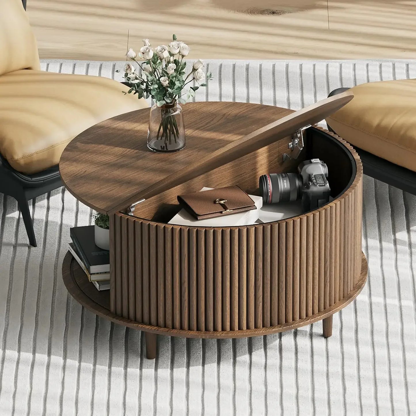 Lift Top Coffee Table with Storage Hidden Compartment Mid Century Modern