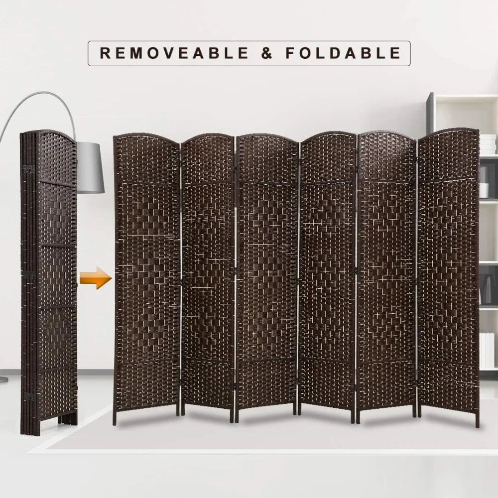6 Panel Room Divider Folding Privacy Screen Portable Wood Privacy Screen