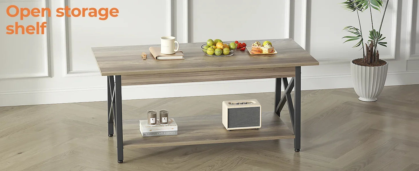 Coffee Table with Storage Modern 39 Inch Farmhouse Living Room Table