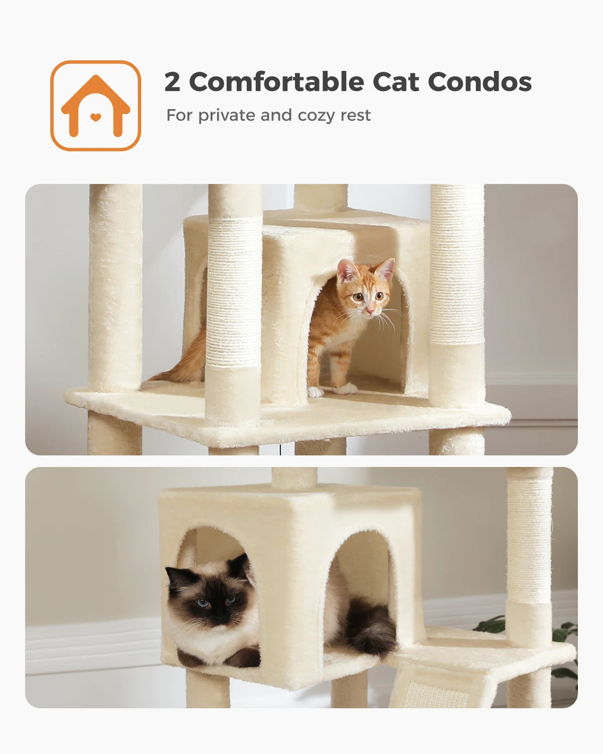 Multi-Level Cat Tree Indoor Tower with Scratching Posts Hammock Condo