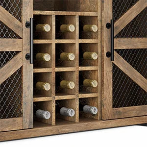 Kitchen Buffet Cabinet Coffee Bar with Power Outlet LED Light Storage