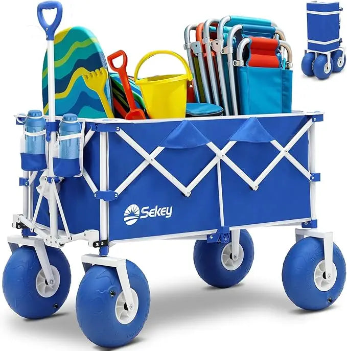 Heavy Duty Beach Wagon 440lb Capacity Oversized Foldable Cart