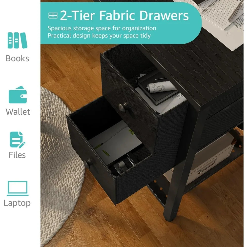 Compact Computer Desk with Drawers for Small Space Home Office Gaming