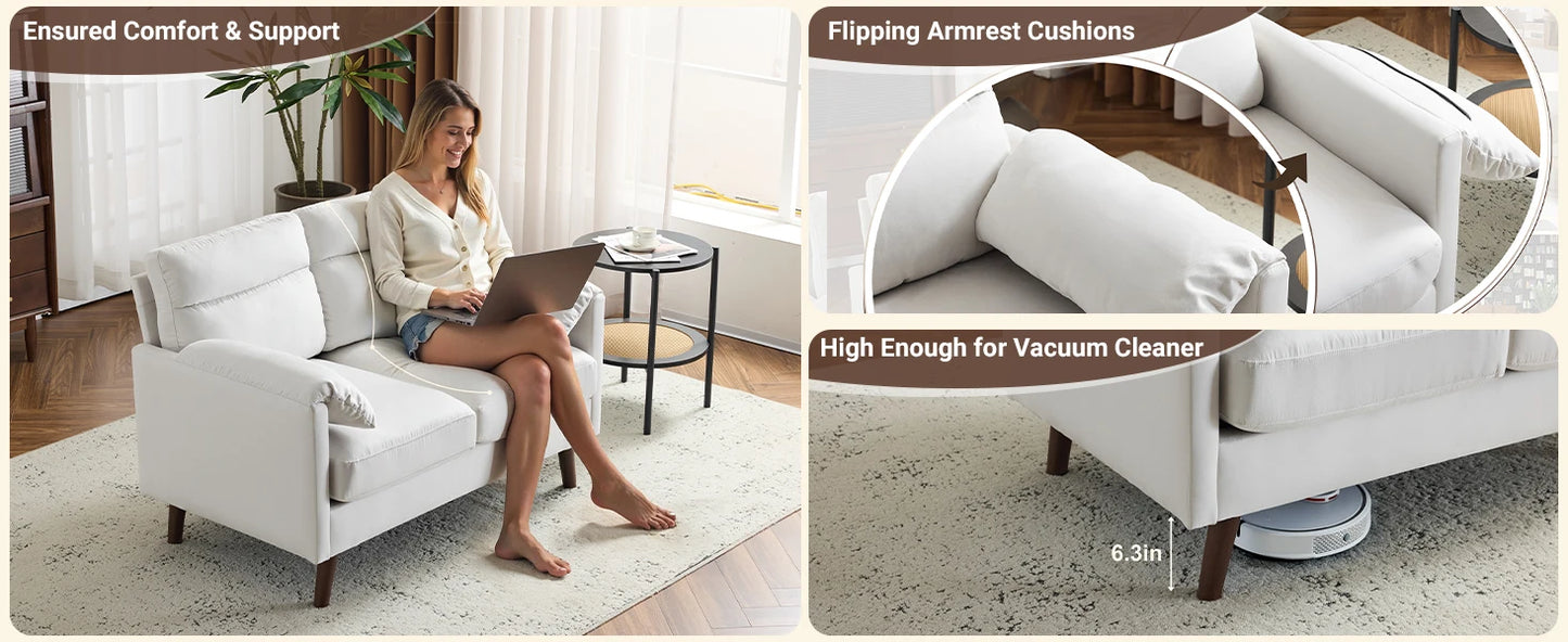 Ljustra Mini Loveseat Sofa Couch Small Space Comfy Seating 48.8"