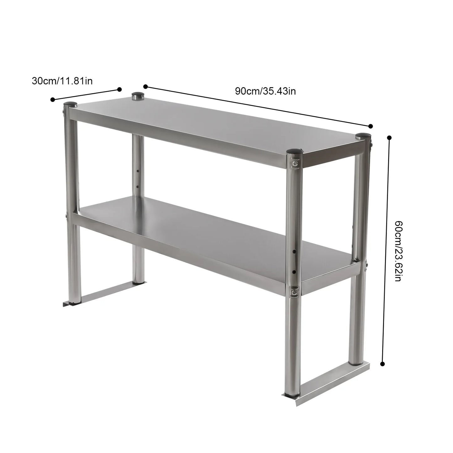 2-Tier Stainless Steel Work Table Food Prep Shelf Station 36x12in