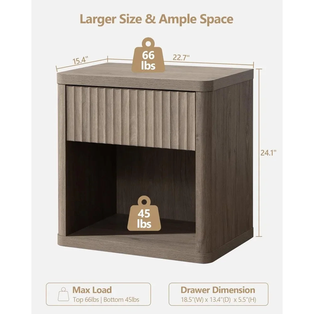 Modern Nightstand Set of 2 with Storage Drawer Minimalist Design