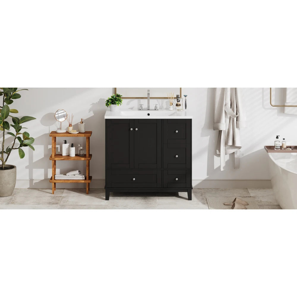 36 Inch Modern Bathroom Vanity with USB Charging and Ample Storage