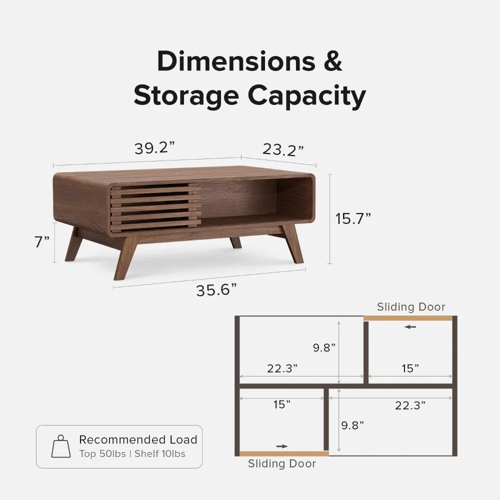 Ljustra Ensley Coffee Table Mid-Century Modern Storage Living Room