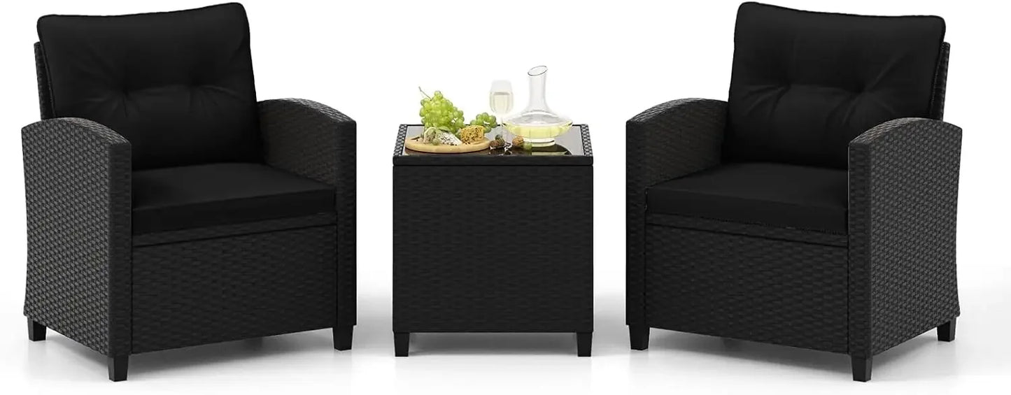Ljustra 3-Piece Outdoor Patio Furniture Set PE Rattan Wicker Sofa