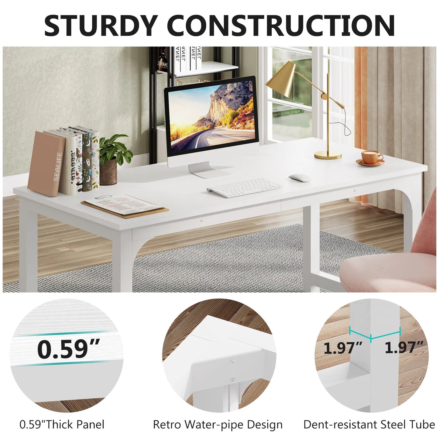 Ljustra Large Office Desk Modern Writing Table Workstation for Home Office