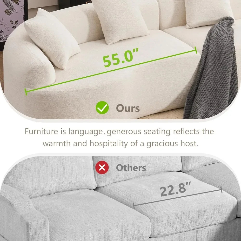 110" Curved Chenille Cloud Sofa Oversized 4-Seat Sectional Plush Cushions