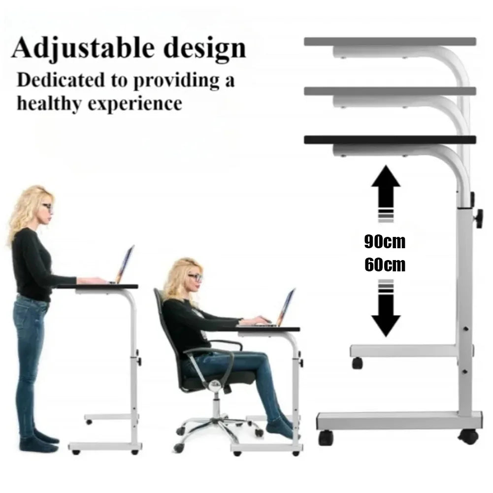 Mobile Computer Desk Adjustable Height Rolling Work Desk for Home