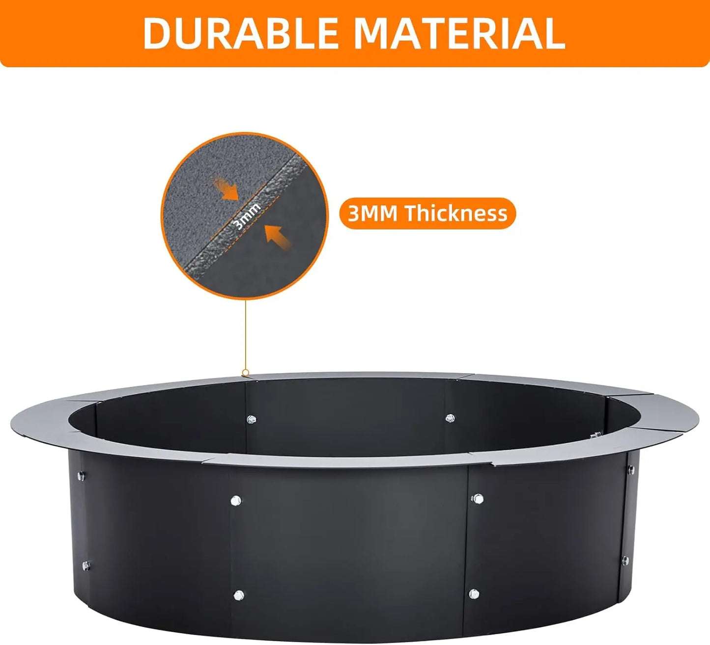 Fire Pit Ring Metal Steel Duty Round Fire Pit Insert Outdoor DIY