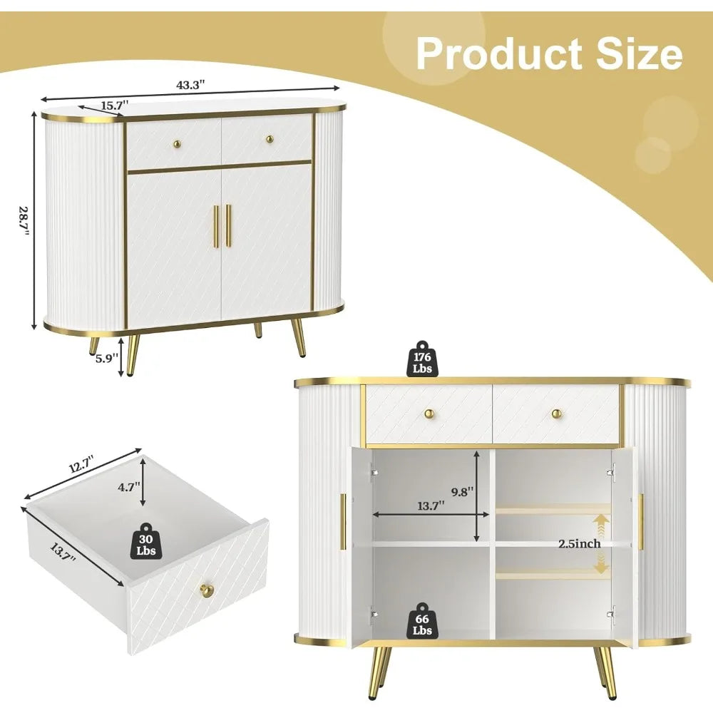 Ljustra Modern Sideboard Buffet Cabinet Storage Console Table 43.3''