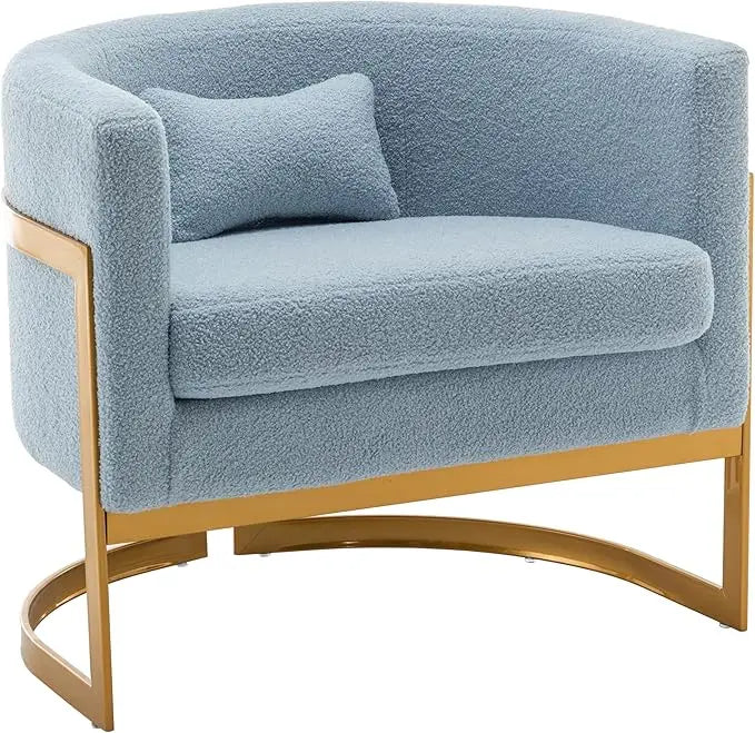 Velvet Accent Chair Modern Barrel Chair Gold Legs Upholstered Armchair