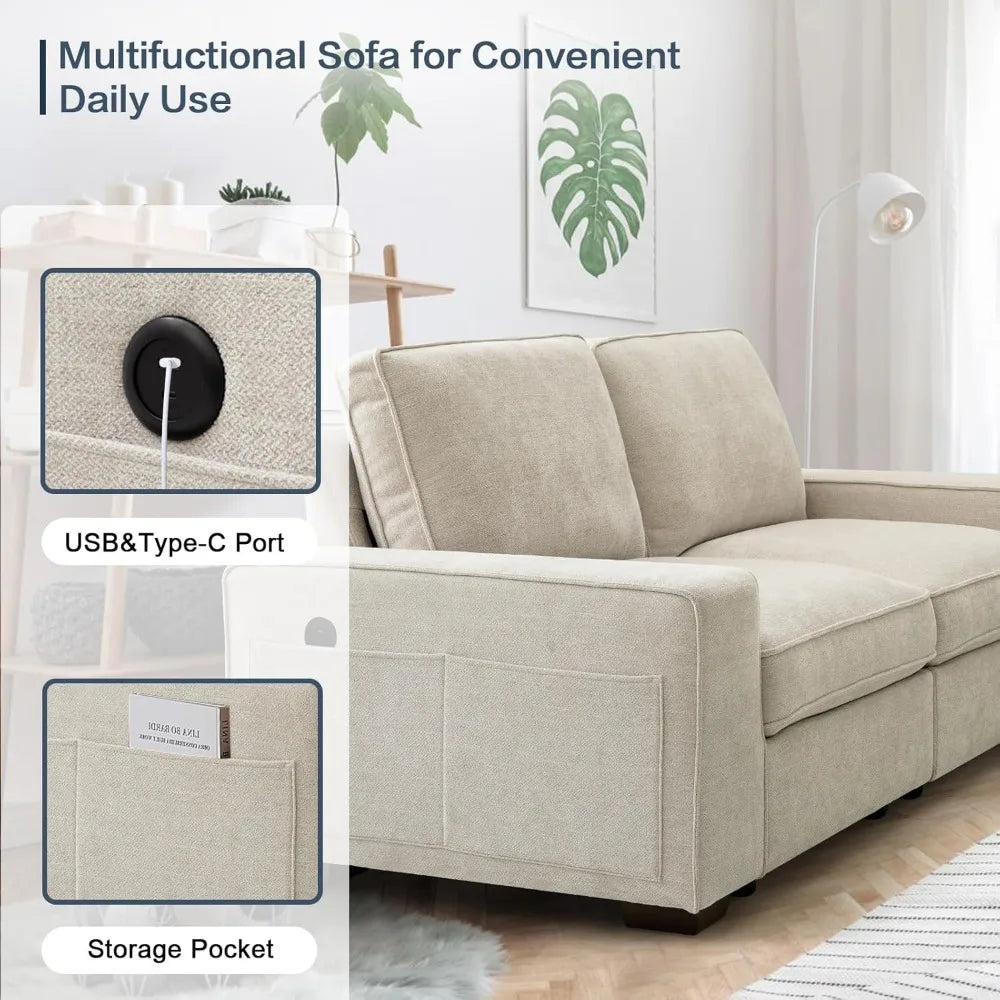 Ljustra 100.5" Modern Modular Sectional Sofa Couch Storage USB Port
