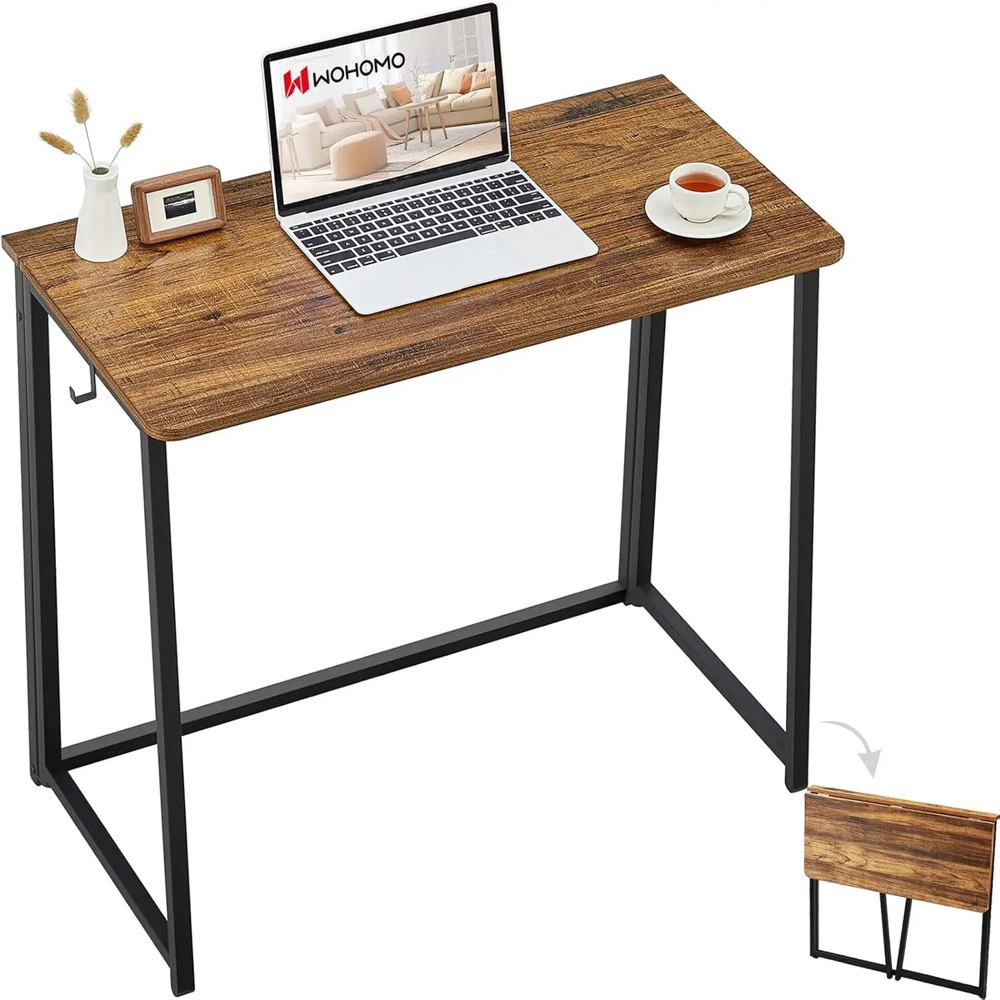Folding Desk 47.2 Inch Space Saving Computer Table Office Workstation