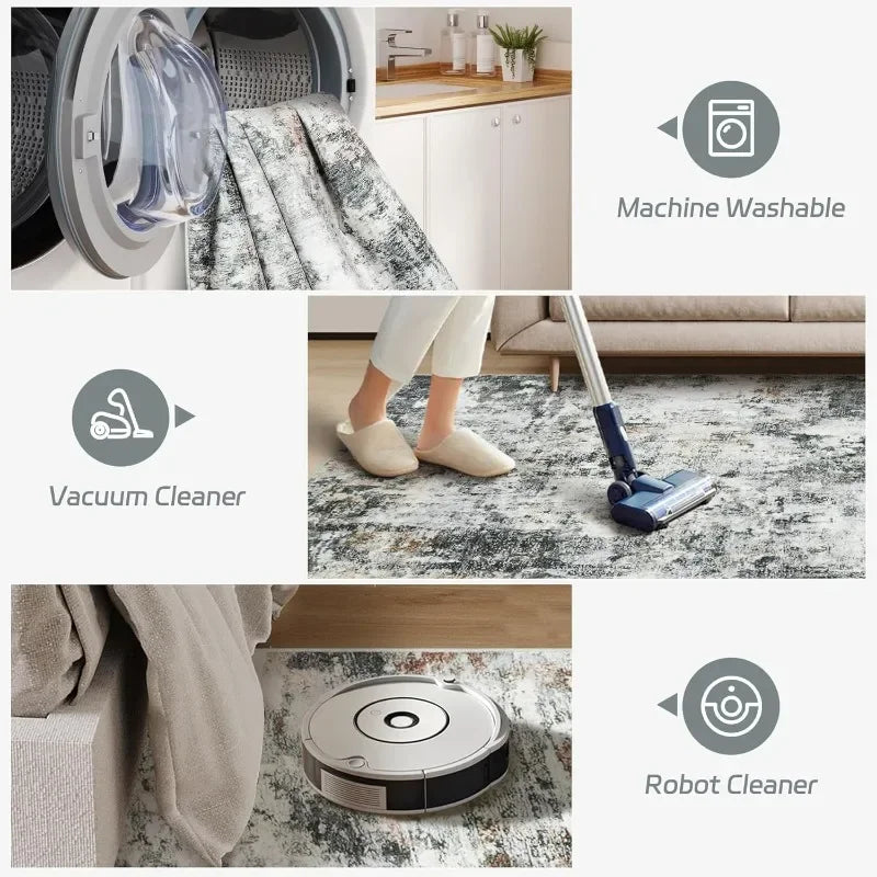 8x10 Modern Abstract Washable Area Rug Stain Resistant Non-Shedding