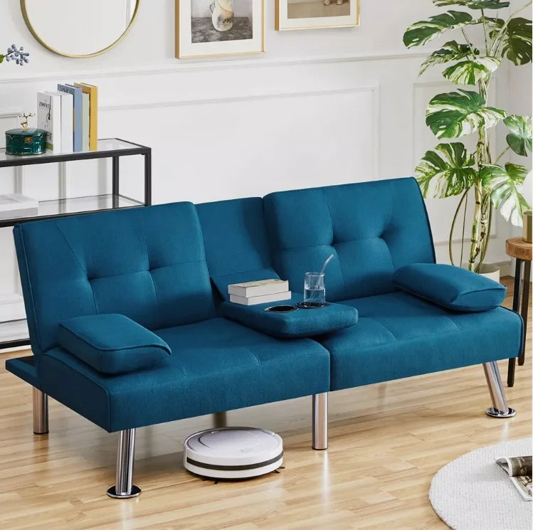 Ljustra Modern Fabric Convertible Futon Sofa Bed for Small Spaces