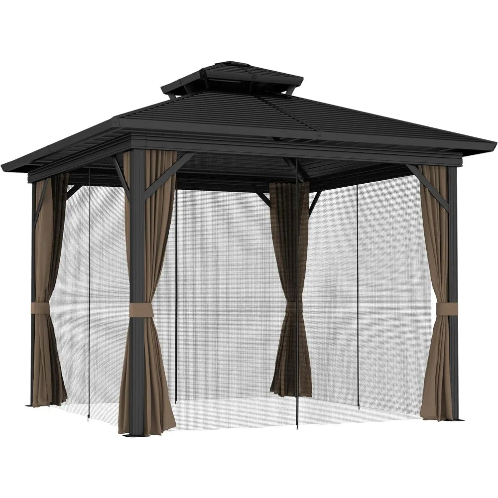10x10 Hardtop Gazebo Aluminum Frame Permanent Pavilion Outdoor Canopy