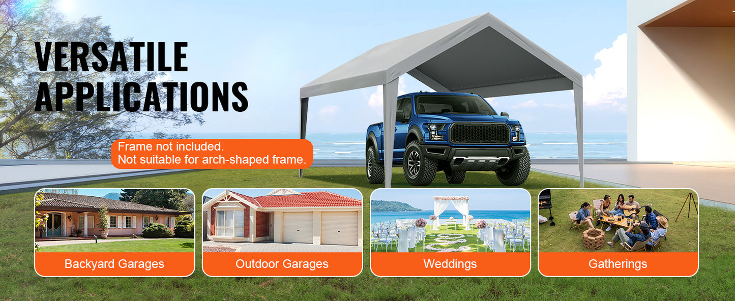 Ljustra Heavy-Duty Waterproof Carport Replacement Canopy Cover Shelter