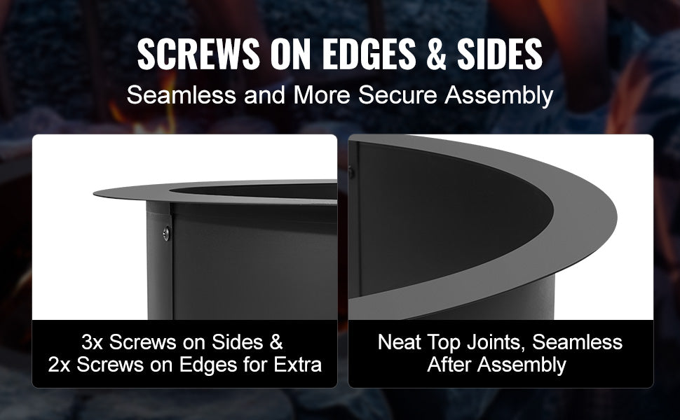 Heavy Duty Fire Pit Ring Durable Carbon Steel Fire Pit Insert Outdoor