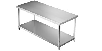 VEVOR Stainless Steel Prep Table Heavy Duty Adjustable Undershelf 550lbs